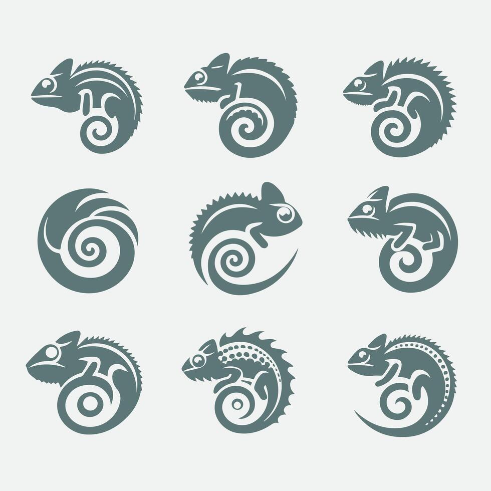 Chroma Crest chameleon collection logo vector