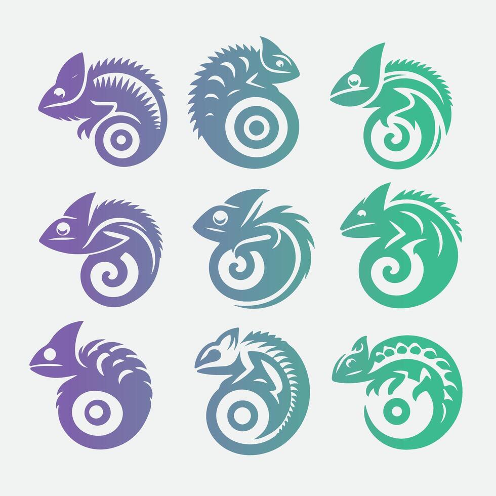Chameleon Fusion chameleon collection logo vector
