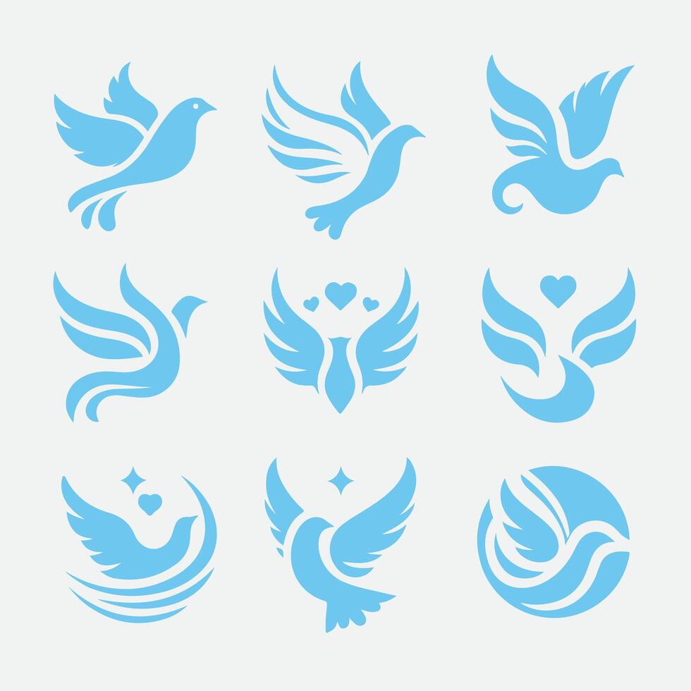Pure Wings dove collection logo vector