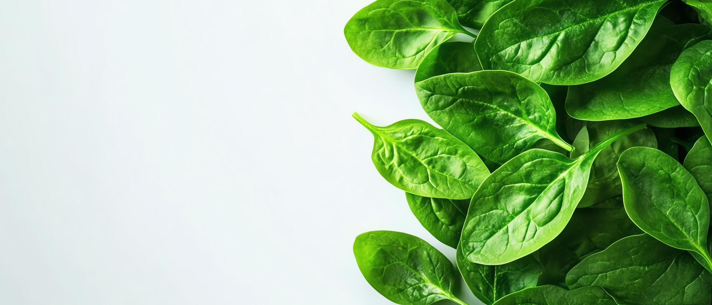Fresh spinach leaves on a white background. photo