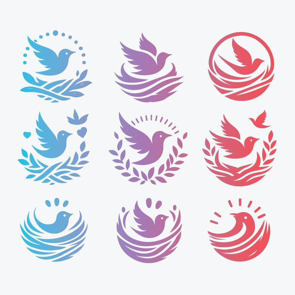 Winged Refuge Nesing bird collection logo vector