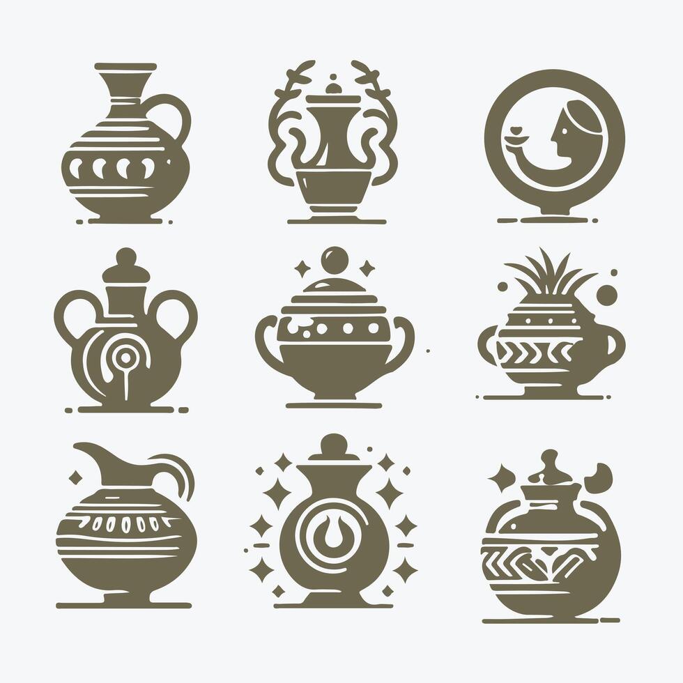 Olden Era Pots Ancient pot collection logo vector