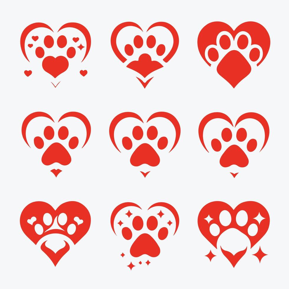 Love in Every Paw Heart paw collection logo vector
