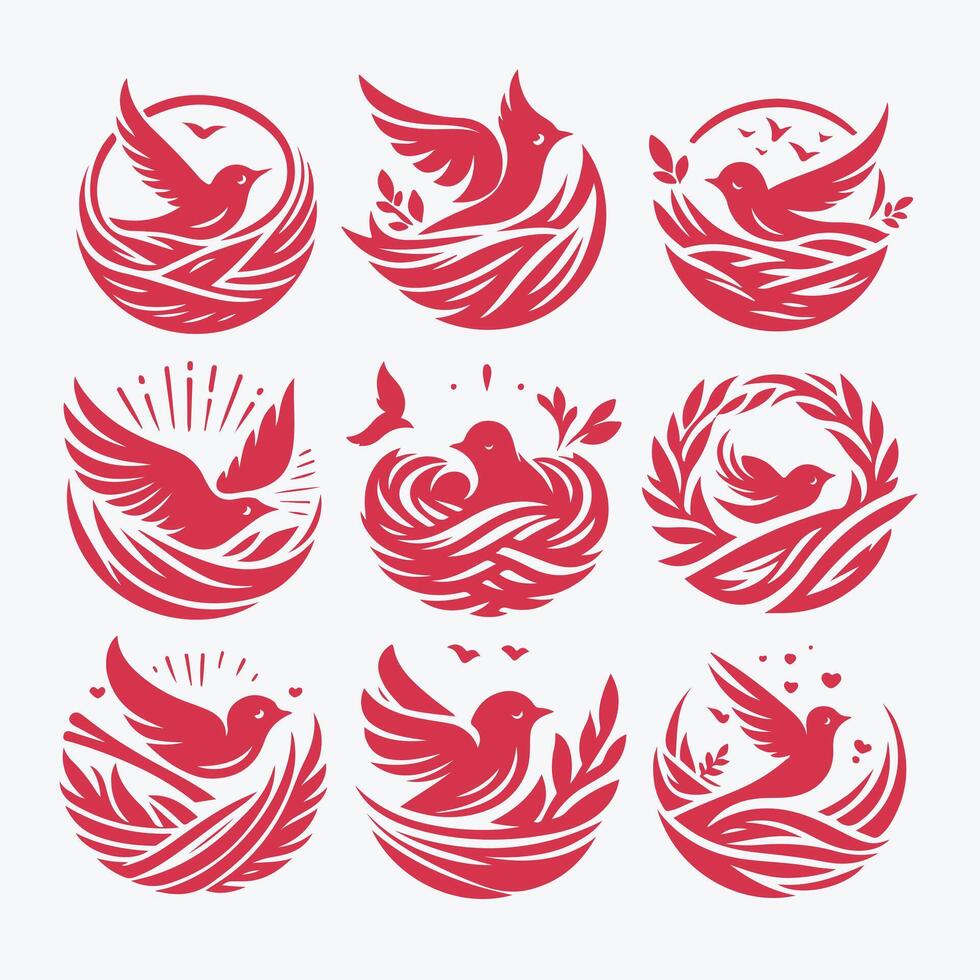 Home in the Heights Nesing bird collection logo vector
