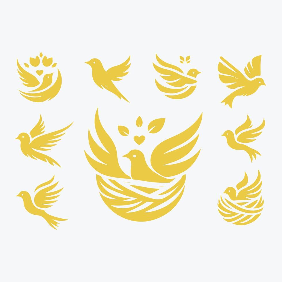 Winged Haven Nesing bird collection logo vector