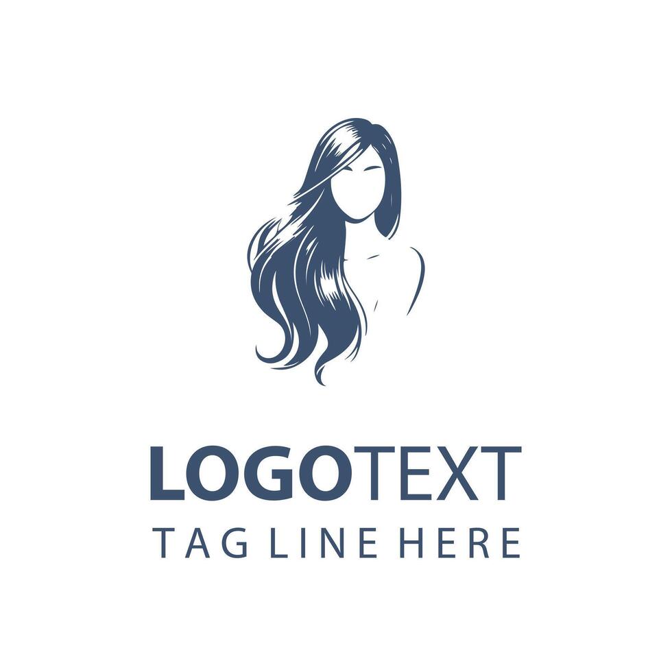 Beauty Waves Woman Hair Logo vector
