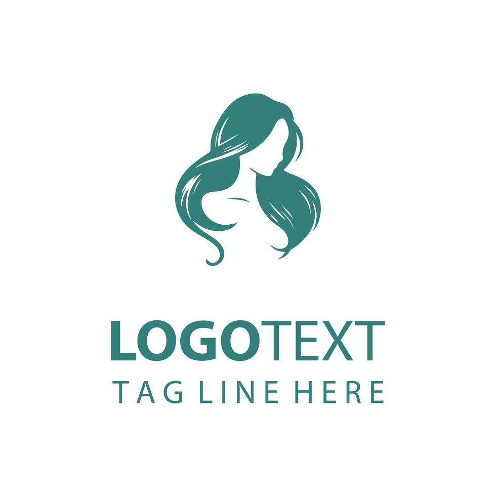 Golden Waves Woman Hair Logo vector