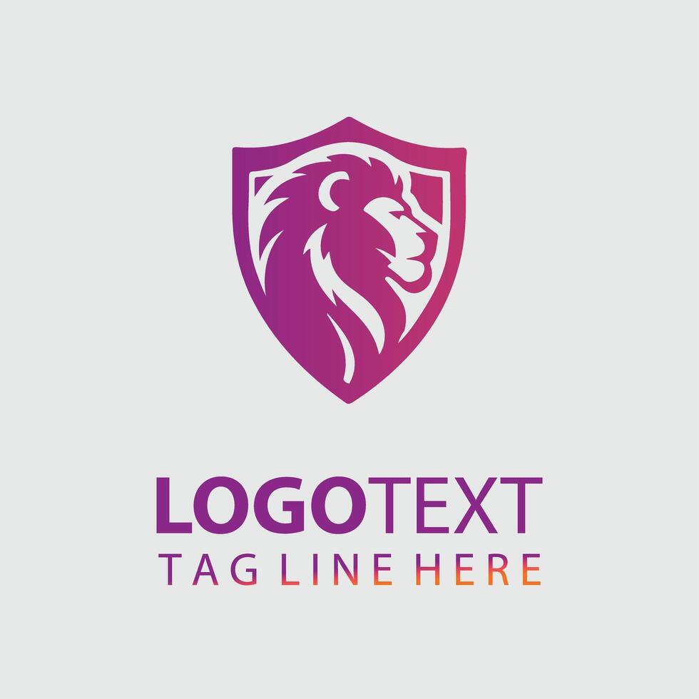 The Fierce Lion Shield Logo Design vector