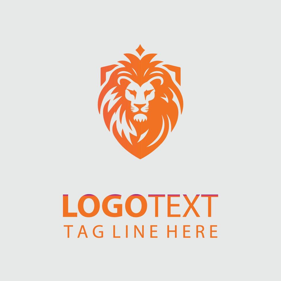 Defender Lion Shield Logo Design vector