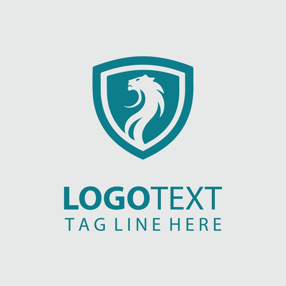Heart Emblem Lion Shield Logo Design vector