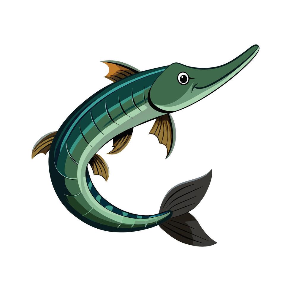 Unique Illustration of Alligator Gar Fish vector