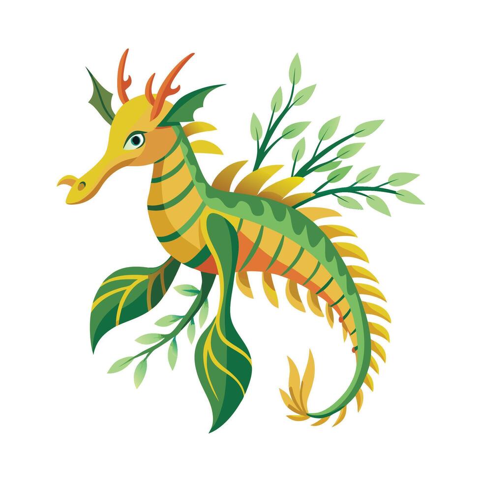 Elegant Artwork of Leafy Seadragon vector