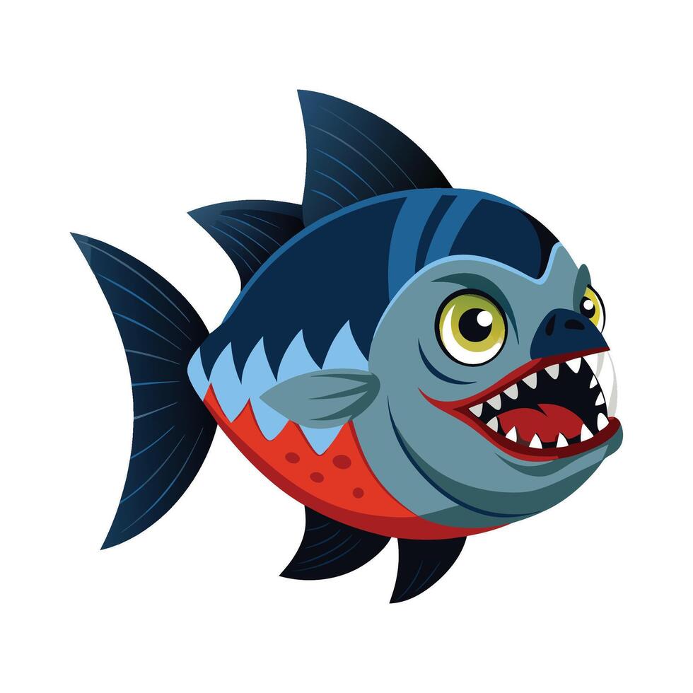 Stylish Illustration of Piranha vector