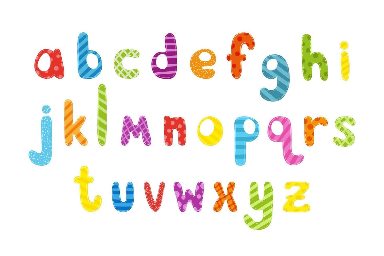 A colorful alphabet with a white background vector