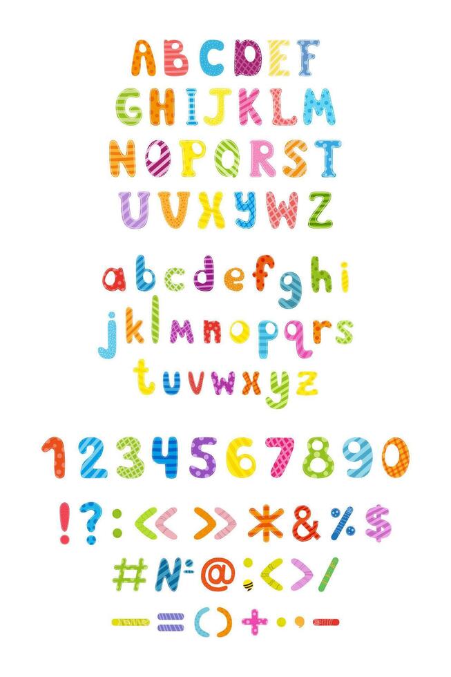 A set of colorful alphabet letters and numbers vector