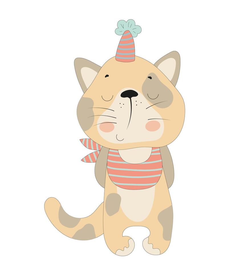 A cartoon cat wearing a party hat vector