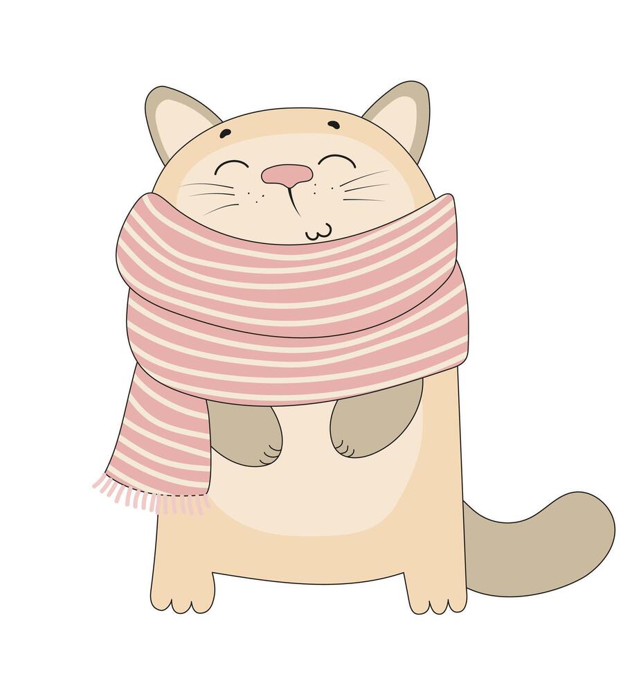 A cartoon cat wearing a scarf vector