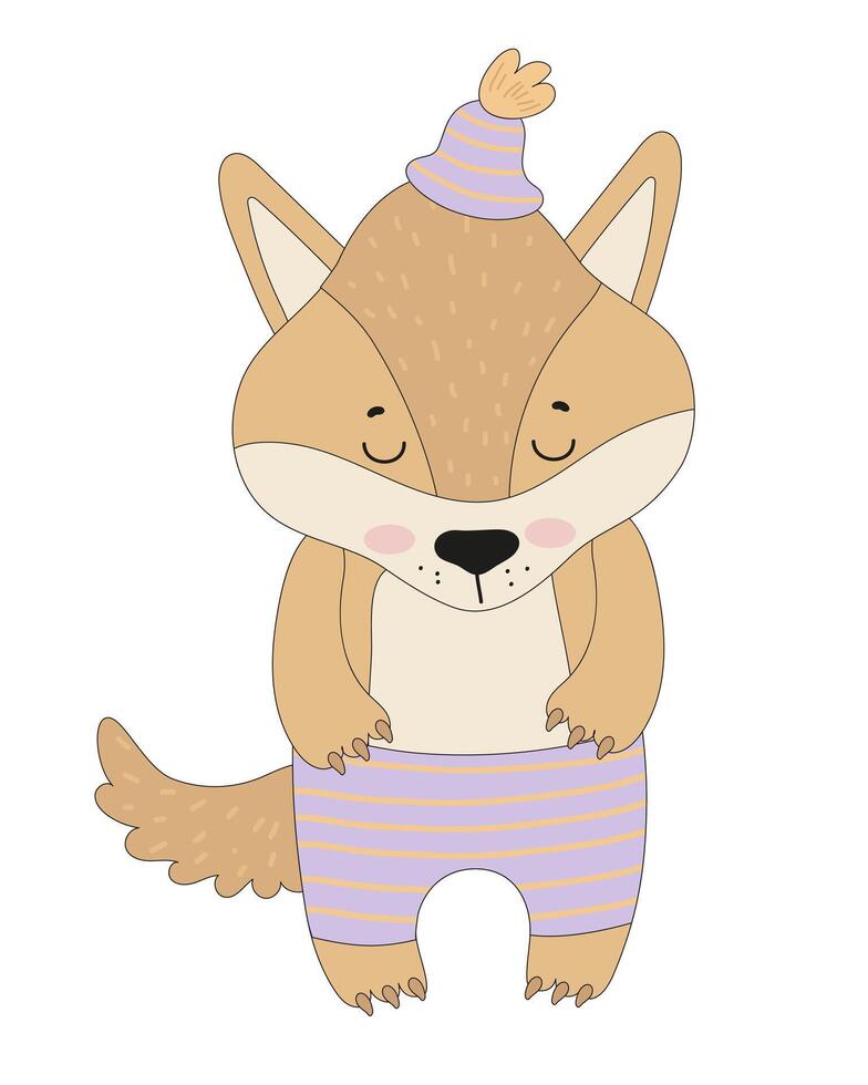 A cartoon fox in a striped outfit vector