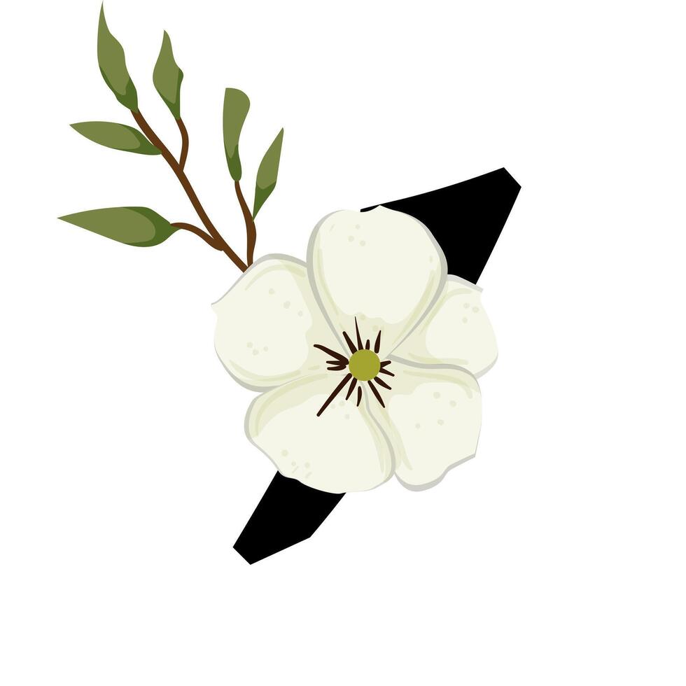A white flower with leaves on it vector
