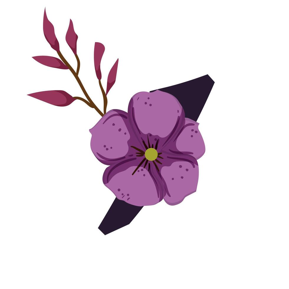A purple flower with leaves on it vector