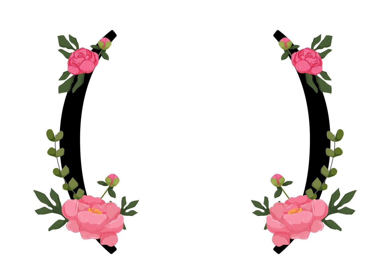 A pair of black and pink flowers on a white background vector