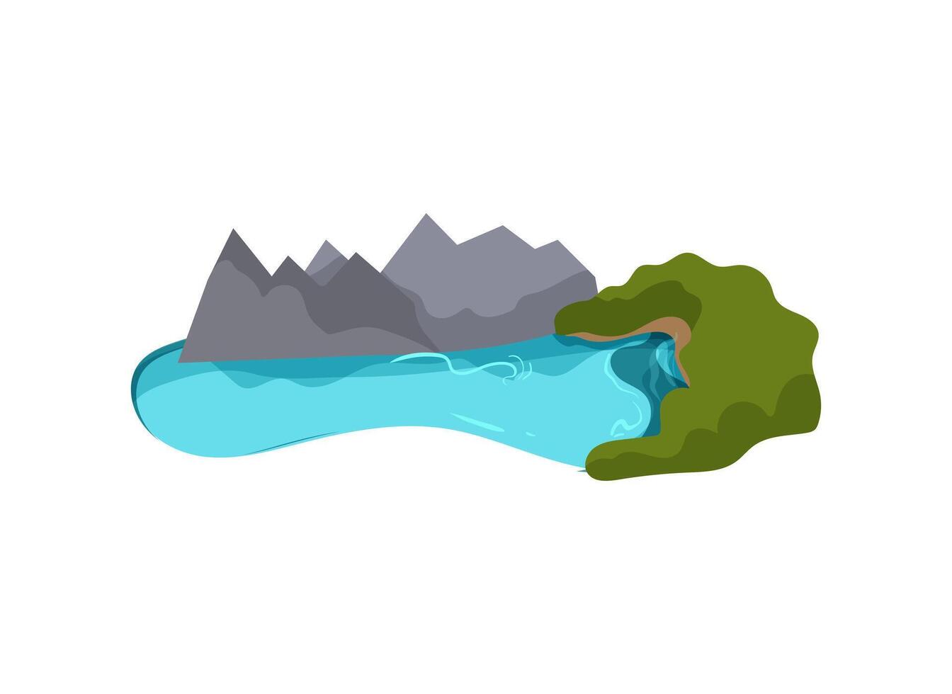 Mountain landscape with river and mountain illustration on white background vector