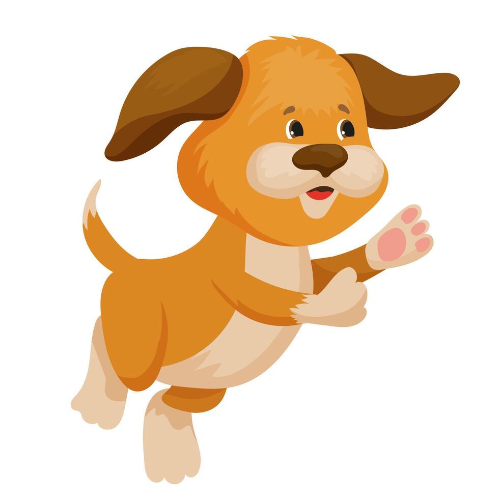 A cartoon dog running and jumping vector