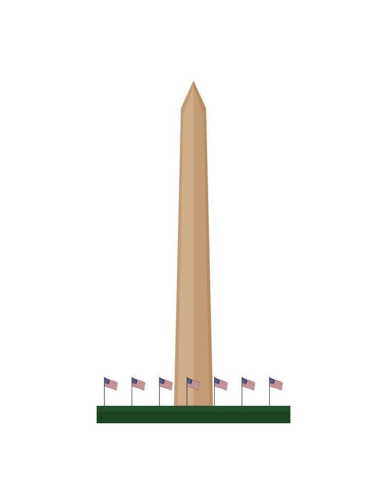 Washington monument with american flags illustration vector