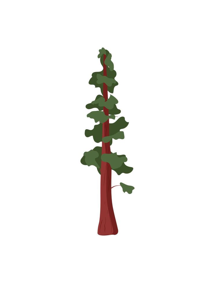 A tree with a red trunk and green leaves vector
