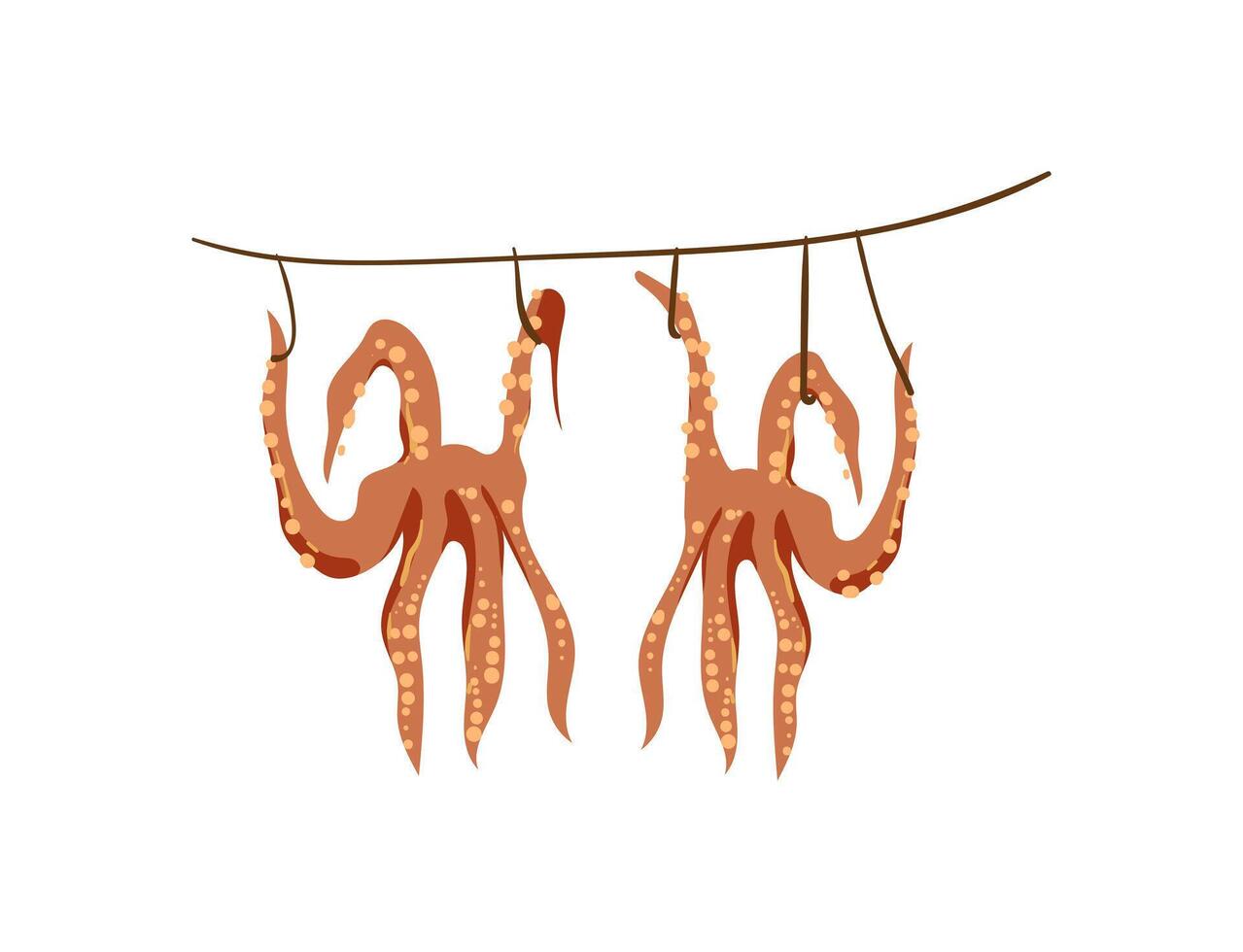 Two octopus hanging on a rope vector
