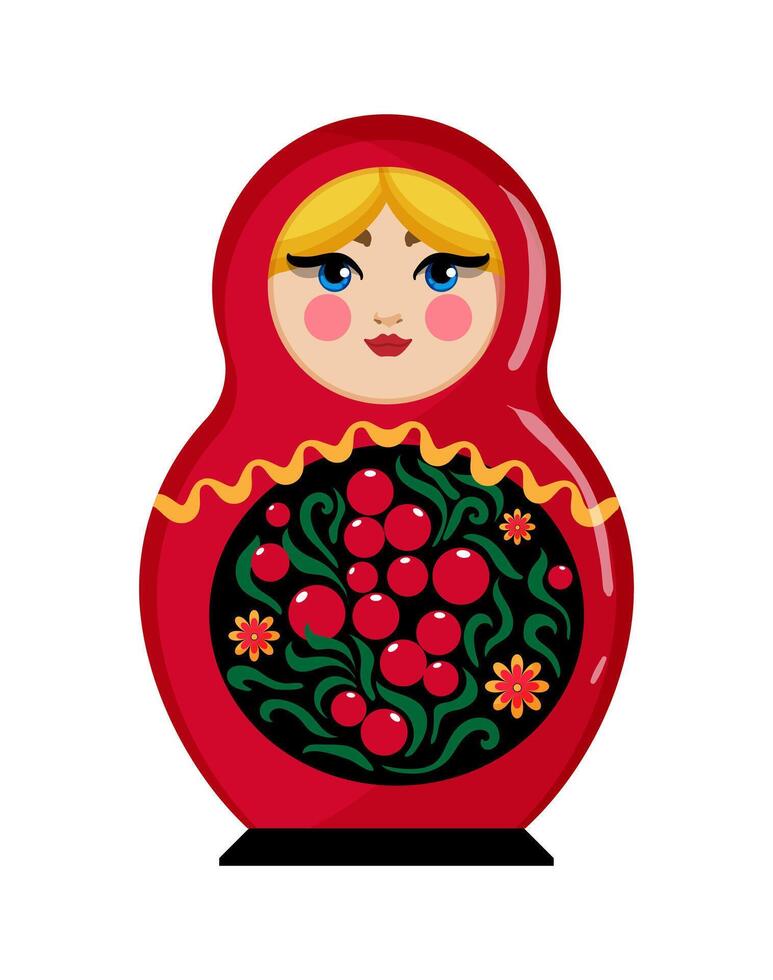 A russian doll with berries on a white background vector