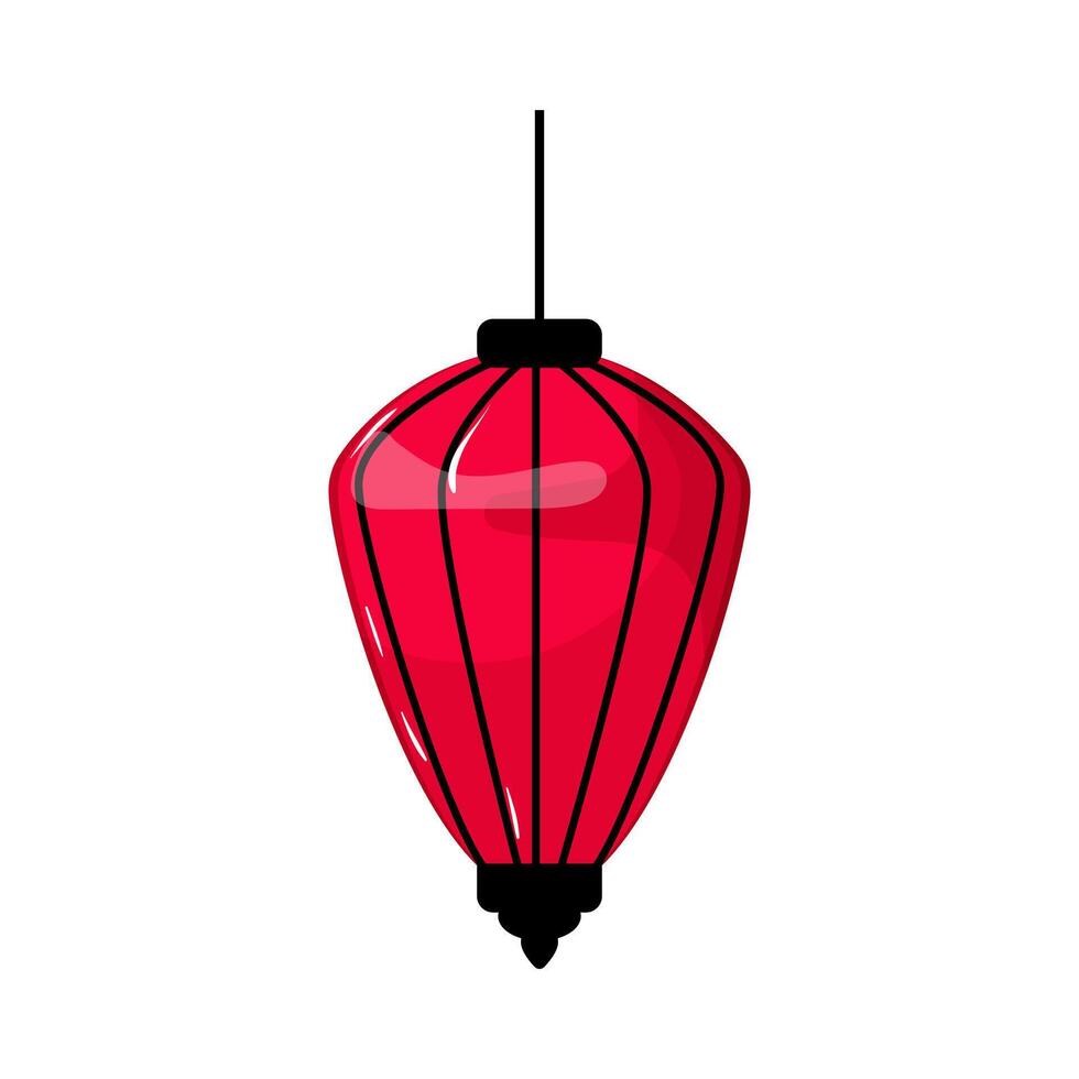 Red chinese lantern hanging on a white background vector