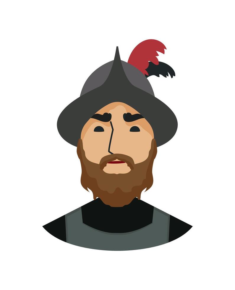 A man in a medieval hat with a beard vector