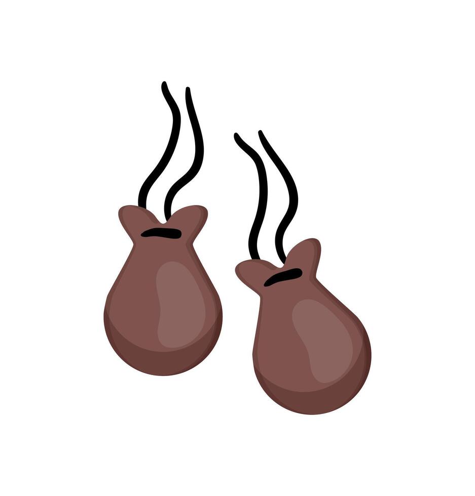 Two brown bags with black smoke coming out of them vector