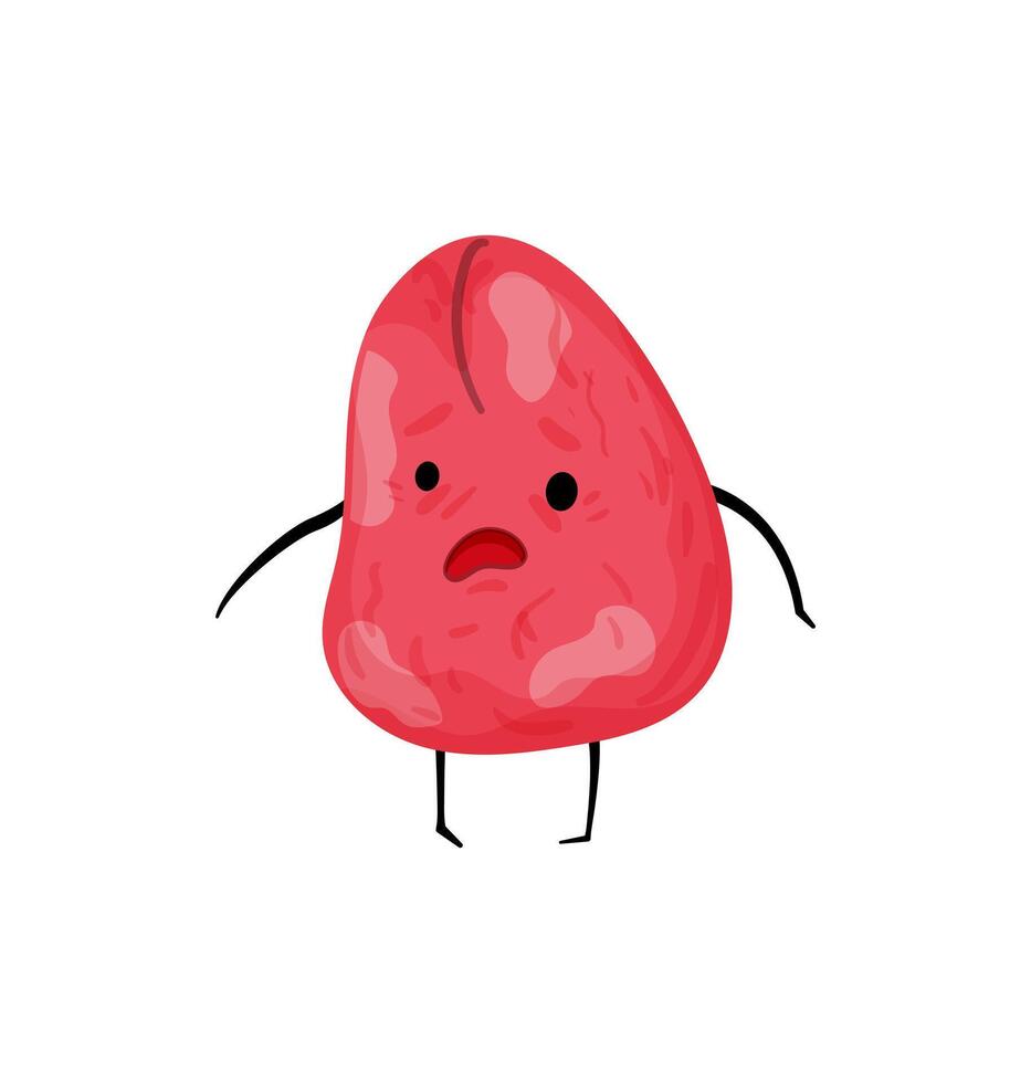 A cartoon red fruit with arms and legs vector