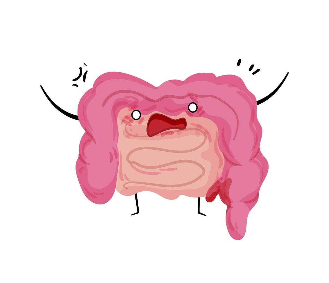 An illustration of a cartoon stomach with a face vector