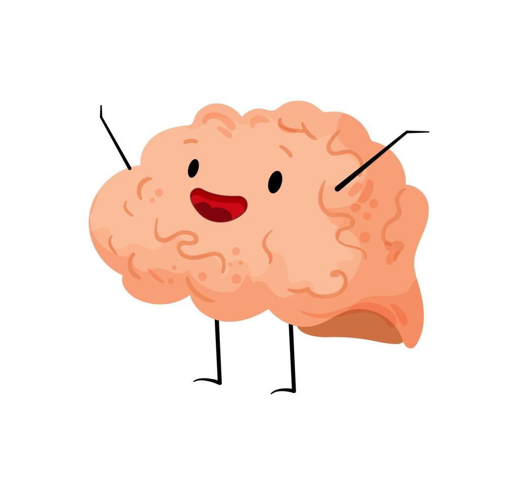 A cartoon brain with arms outstretched vector