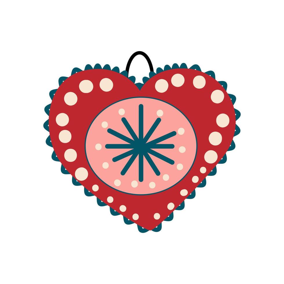 A red heart shaped ornament with a star on it vector