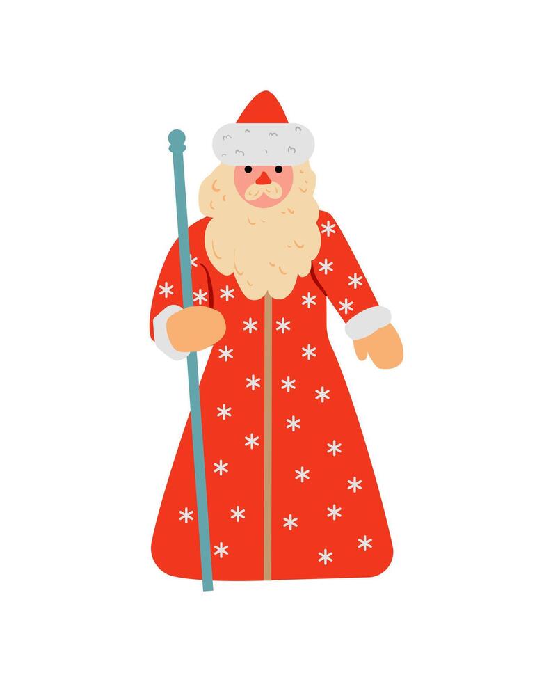 Santa claus with staff and red robe vector