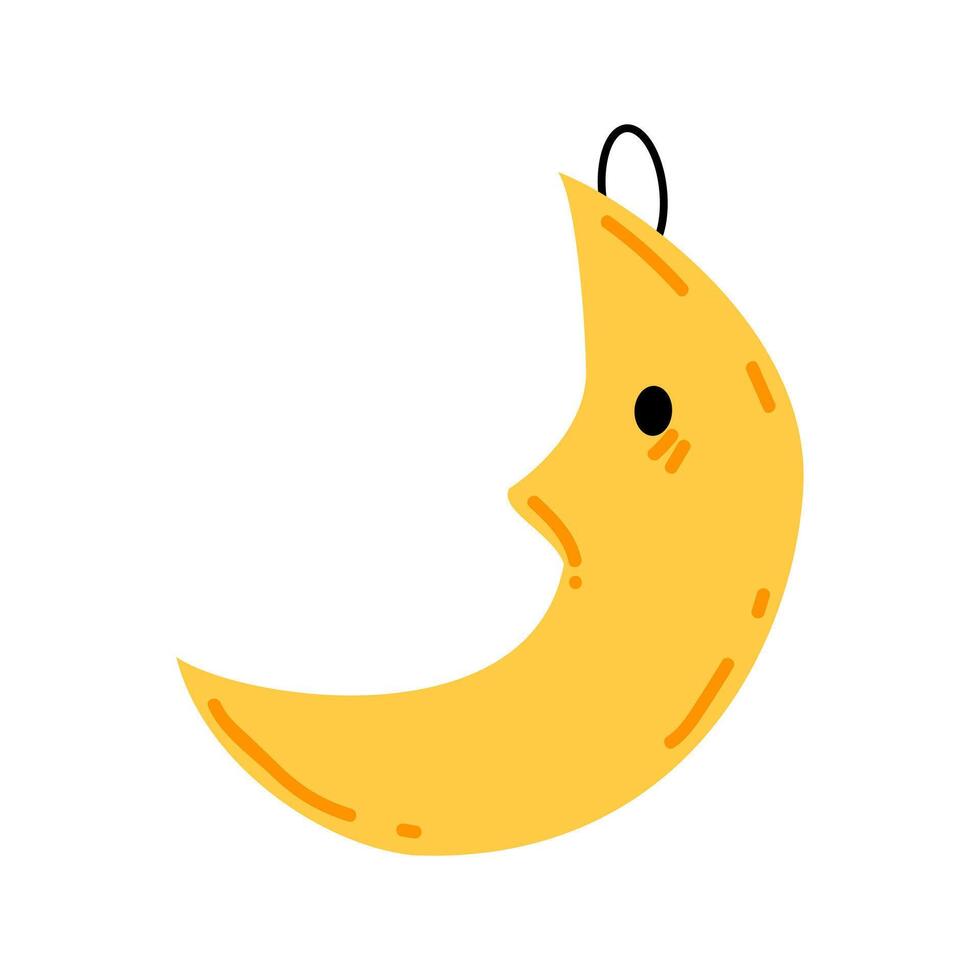 A cartoon yellow crescent with a black nose vector