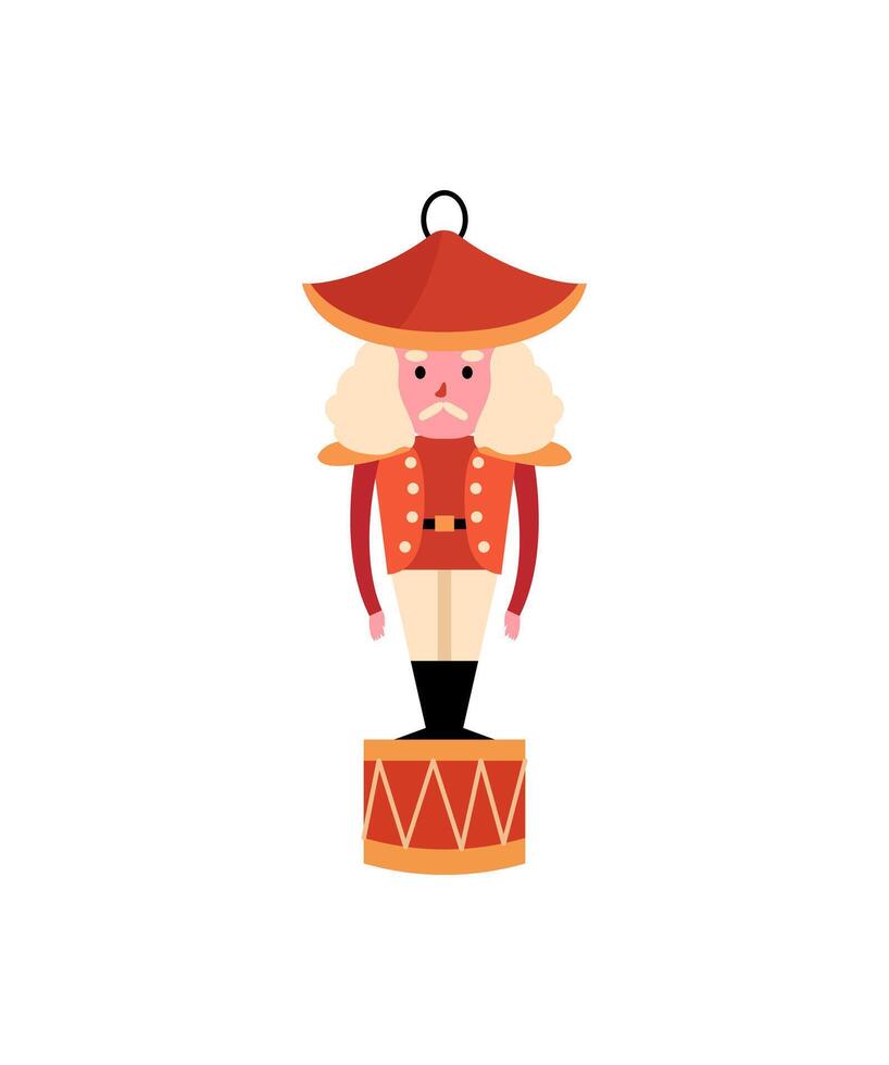 A nutcracker is standing on top of a drum vector