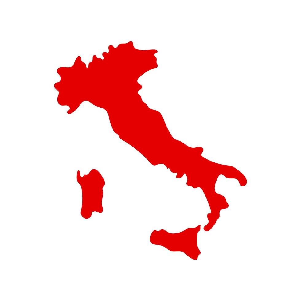 Italy map red on white background vector