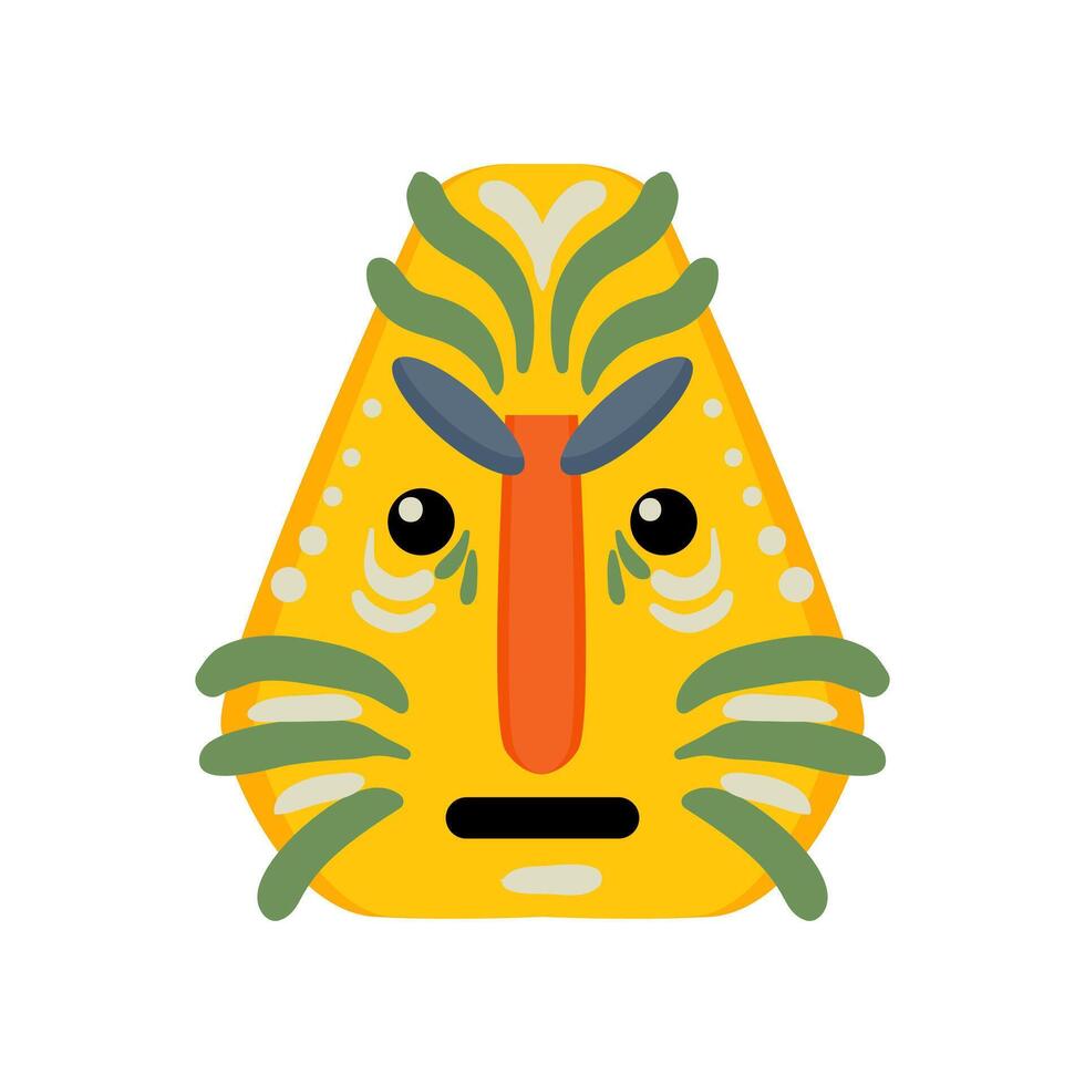 A yellow mask with a green face and a green head vector