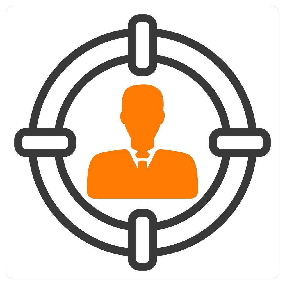 target customer and audience in orange and black duo line vector