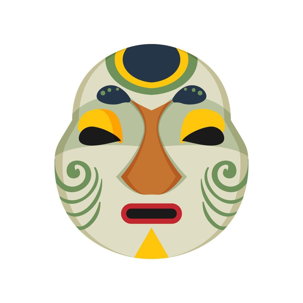 An illustration of a mask with a green and yellow face vector
