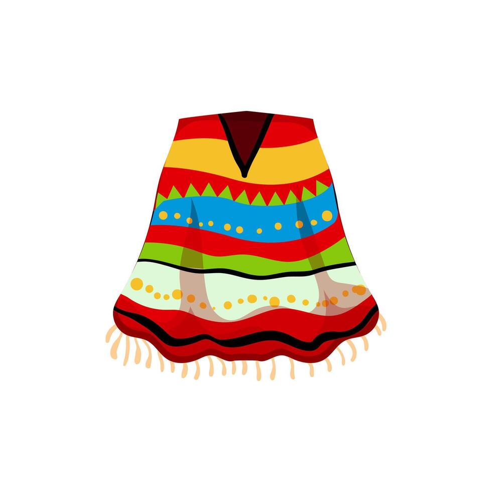 Colorful mexican poncho illustration on white background vector