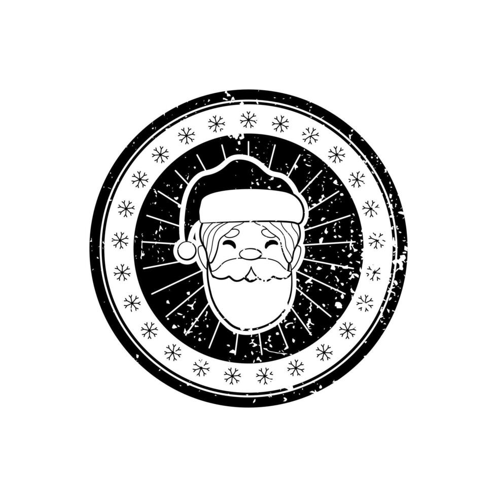 A black and white logo of santa claus vector