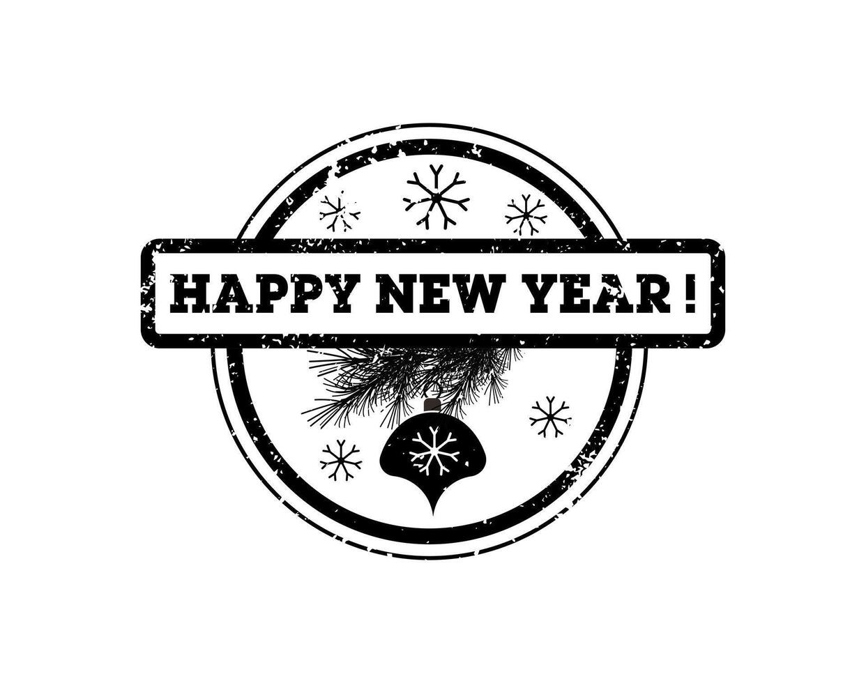 Happy new year stamp, illustration vector