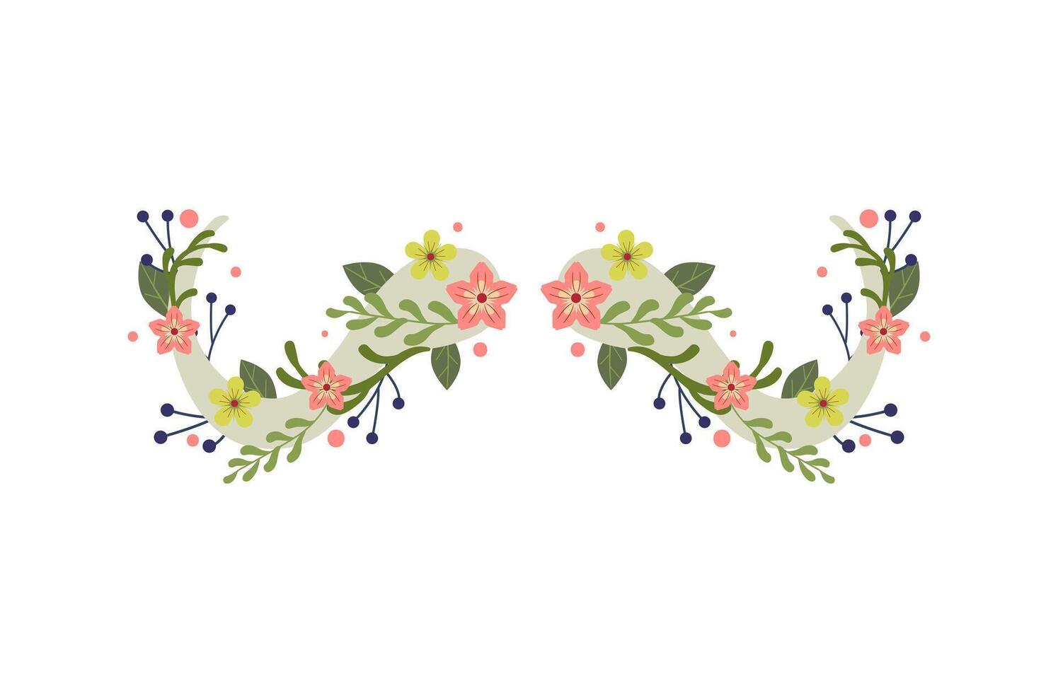 A floral border with leaves and flowers vector