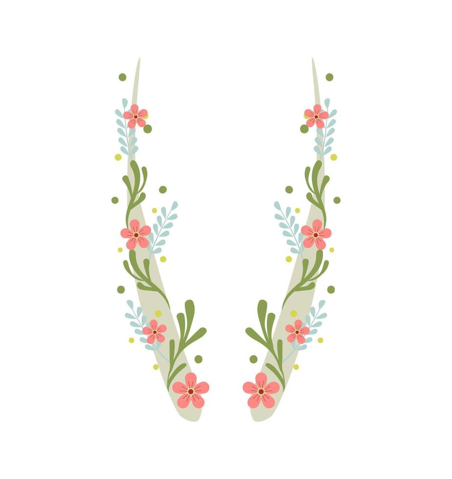 Floral wreath illustration isolated on white background vector